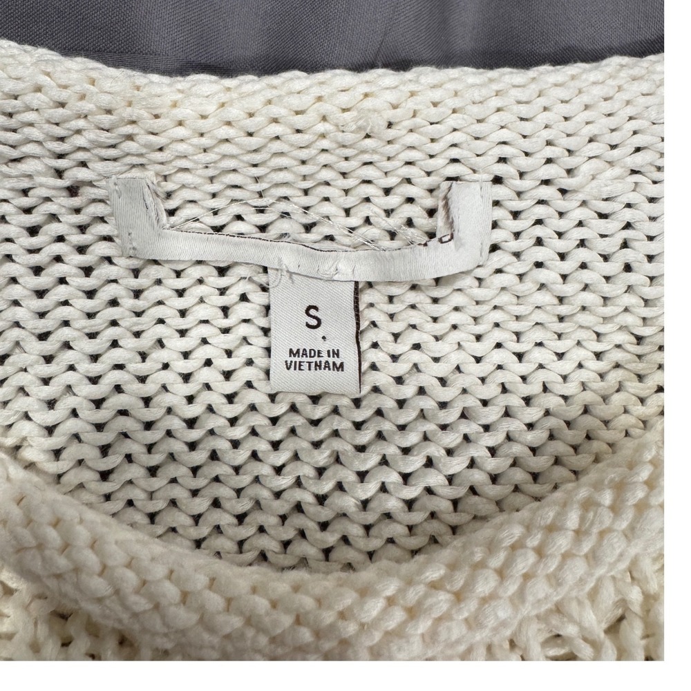 Banana Republic Cotton Roll-Neck Sweater Cream Navy Blue Stripe Womens S $140 - Picture 10 of 11